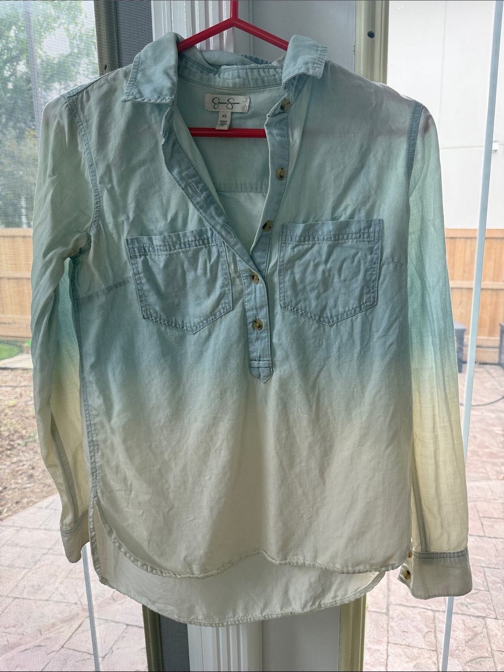 Jessica Simpson' Light Blue Ombre Button-Front Shirt